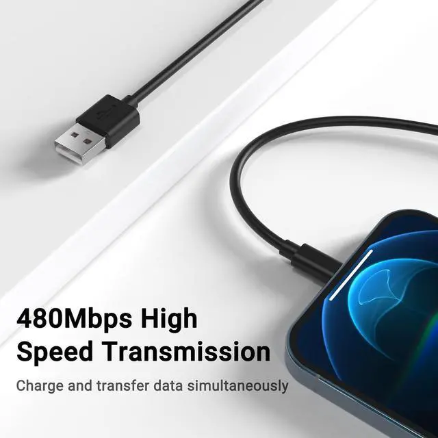 Alt view image 3 of 6 - Black iPhone Charger Cable, 3-Pack 3FT MFi Certified Fast Charging Cord Data Sync Lightning to USB-A Cable Compatible with iPhone14/13/12/ Mini/Pro/Max/ 11/ XS/XR/SE/ 8/7/ 6/ Plus/iPad/AirPods