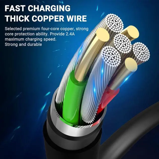 Alt view image 4 of 6 - Black iPhone Charger Cable, 3-Pack 3FT MFi Certified Fast Charging Cord Data Sync Lightning to USB-A Cable Compatible with iPhone14/13/12/ Mini/Pro/Max/ 11/ XS/XR/SE/ 8/7/ 6/ Plus/iPad/AirPods
