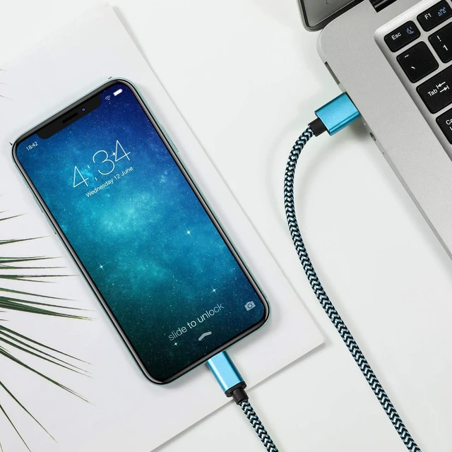 Alt view image 5 of 5 - USB Type C Cable 15ft with 3A Fast Charging, Ultra Long and Extremely Durable Nylon Braided USB C Charger Cord for Galaxy S10/S9/S8/Google Pixel/LG/OnePlus/Moto and More (Blue)