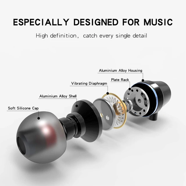 Alt view image 3 of 6 - 3 Packs Metal Wired Earbuds with Microphone, Durable in-Ear Earphones for School, Deep Bass Clear Sound, Noise Isolating, Fits 3.5mm Jack iPhone iPad Samsung Google Devices (Black)