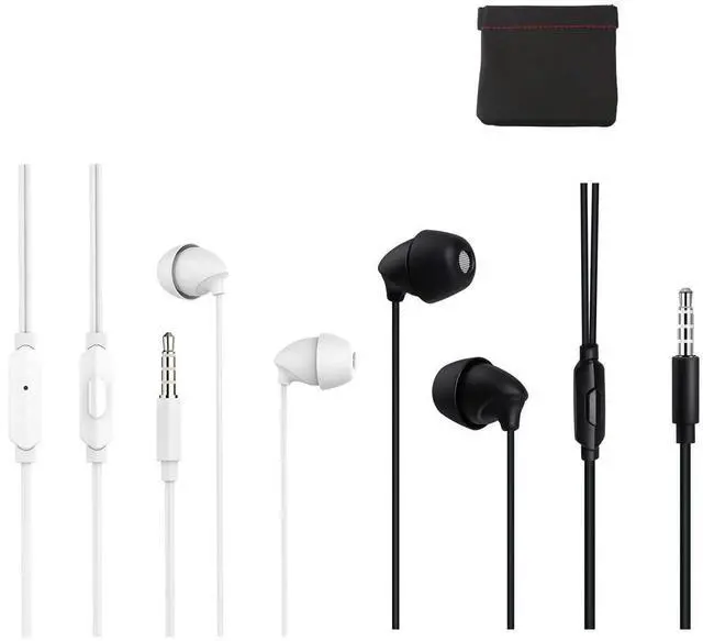 Main image of 2Packs Sleep Earphone Gift Earphone Bag,Noise Isolating in-Ear Sleep Earbuds,Unique Soft Silicone Perfect for Insomnia Side Sleeper, Yoga,medi 3.5mm Jack.White&Black | With Case