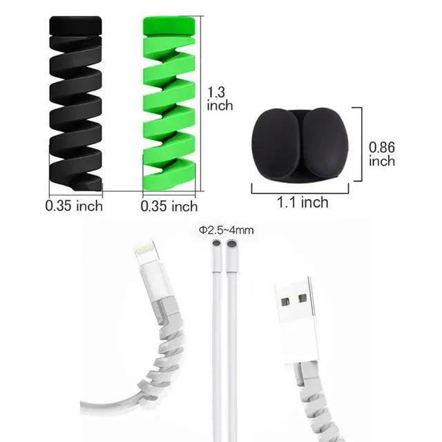Alt view image 2 of 7 - 36 PCS Cable Protectors for iPhone iPad Charger End Cord Savers with 2 Desk Cable Clips, VIWIEU Spiral USB Wire Protector for Headphone MacBook Laptop Earphone Cell Phone Cute Cable Wrap Accessories