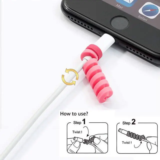 Alt view image 3 of 7 - 36 PCS Cable Protectors for iPhone iPad Charger End Cord Savers with 2 Desk Cable Clips, VIWIEU Spiral USB Wire Protector for Headphone MacBook Laptop Earphone Cell Phone Cute Cable Wrap Accessories