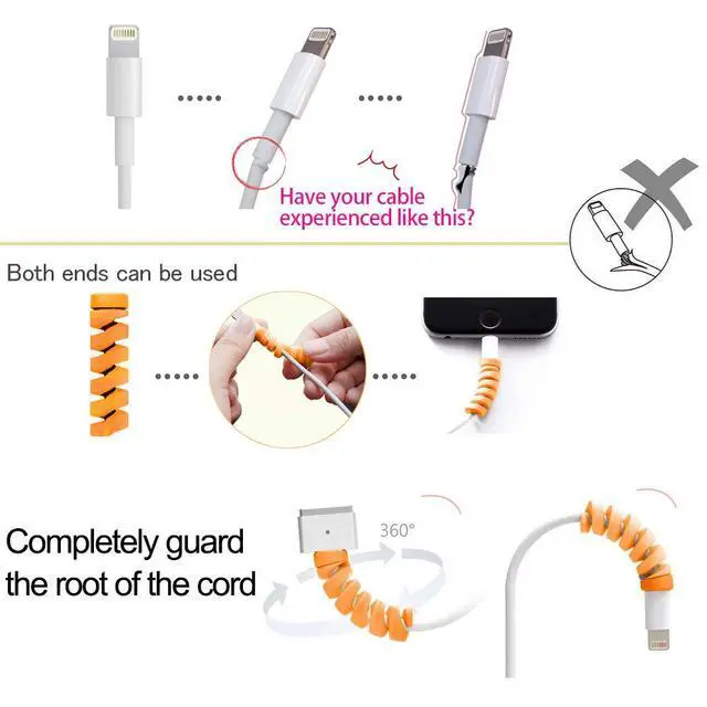 Alt view image 4 of 7 - 36 PCS Cable Protectors for iPhone iPad Charger End Cord Savers with 2 Desk Cable Clips, VIWIEU Spiral USB Wire Protector for Headphone MacBook Laptop Earphone Cell Phone Cute Cable Wrap Accessories