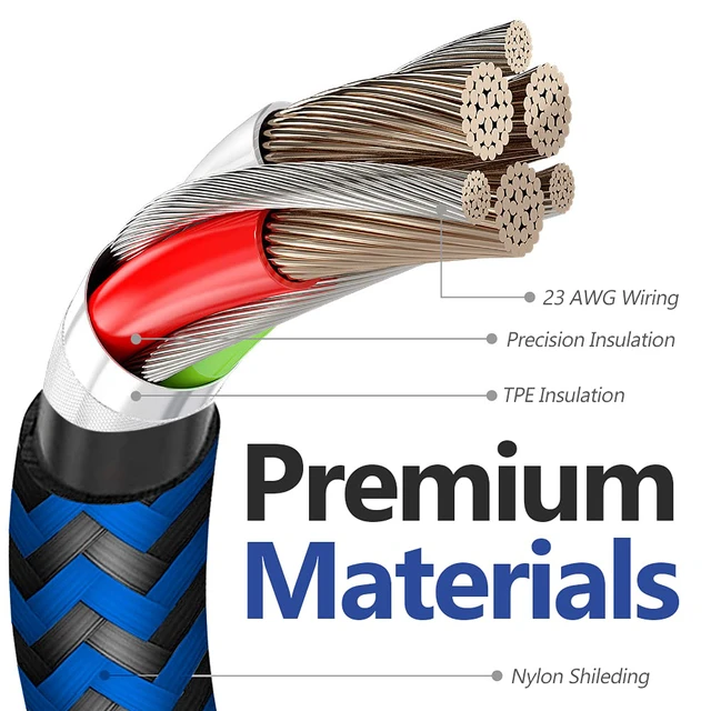 Alt view image 3 of 7 - USB Type C Charger Cable 10ft 3 Pack, USB A to USB C Fast Charging Cord Compatible with iPhone 16 15 Pro Max Samsung Galaxy S24 S23 S22 S21 S20 S10, Android Cell Phones and More- Black Blue Red