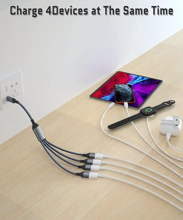 Alt view image 2 of 7 - USB C to Four USB Cable Adapter 1FT,Type C Male to 4 USBA Female 2.0 Splitter,Thunderbolt 3 Multiple Multi Port Hub,Double Dual Cord Converter for Laptop,MacBook,iPhone 16 15,iPad