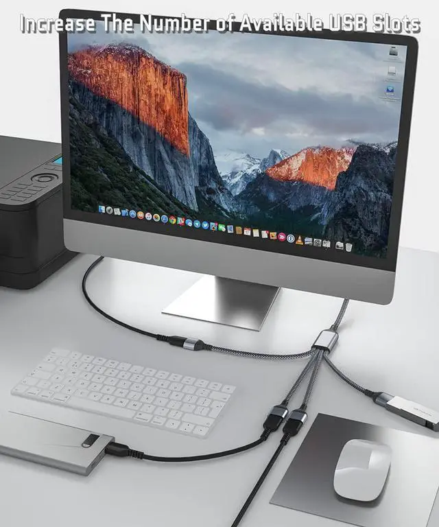 Alt view image 5 of 7 - USB C to Four USB Cable Adapter 1FT,Type C Male to 4 USBA Female 2.0 Splitter,Thunderbolt 3 Multiple Multi Port Hub,Double Dual Cord Converter for Laptop,MacBook,iPhone 16 15,iPad