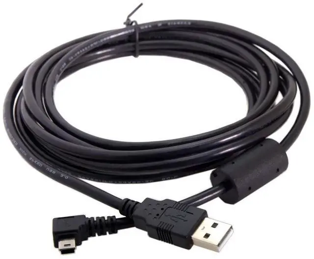 Alt view image 3 of 7 - BUCIER Mini USB B Type 5Pin Male Left Angled 90 Degree to USB 2.0 Male Data Cable with Ferrite 3.0m