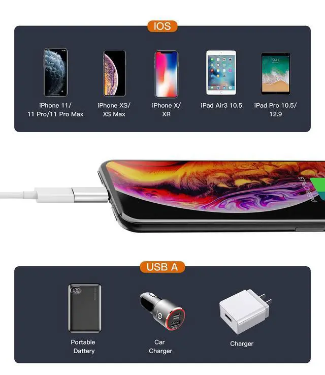 Alt view image 7 of 7 - 3Pack,Compatible for Lightning to Male Micro USB Female Adapter Compatible with Iphone 12 11 pro max mini xs xr x se 7 8 6s 6 5s plus for Ipad air Charging Cable Connector power Charger Converter Port