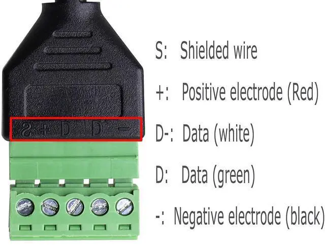 Alt view image 4 of 5 - BUCIER USB Type C Male to 5 Pin Screw Terminal Female Solderless Bolt Screw Shield terminals Converter Adapter Cable - 1FT(Type C Male)