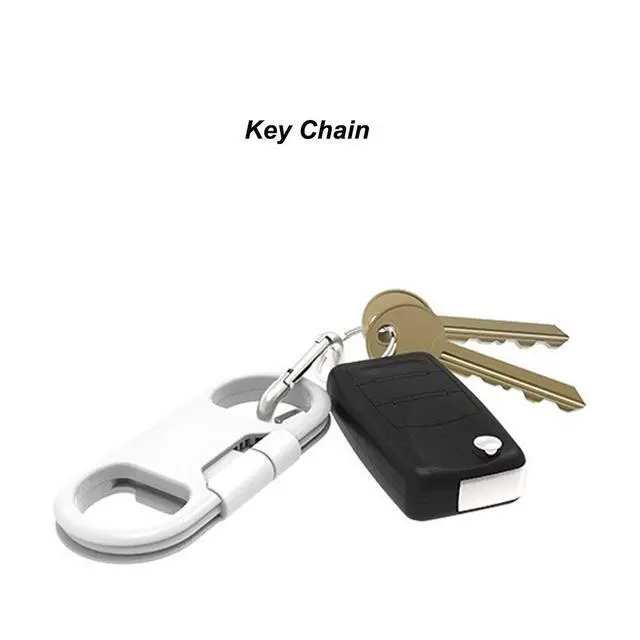 Alt view image 5 of 7 - iPhone Charge Lightning Cable + Keychain + Bottle Opener + Aluminum Carabiner,Portable Multifunction Keychain Bottle Opener USB Charging Cord Short Cable for iPhone X/8/7/6S,Gift for Men Women(White)