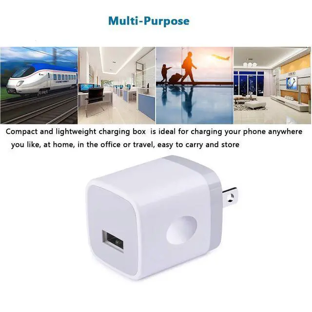 Alt view image 7 of 7 - Charging Block for iPhone,Charger Box,USB Cube, NonoUV 10-Pack Single Port Wall Charger 1A/5V USB Outlet Plug Adapter Power Bricks for iPhone 16e 16 15 14 13 12 11 Pro SE XR XS X 8 7 6, iPad, Samsung