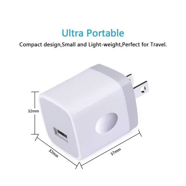 Alt view image 4 of 7 - Charging Block for iPhone,Charger Box,USB Cube, NonoUV 10-Pack Single Port Wall Charger 1A/5V USB Outlet Plug Adapter Power Bricks for iPhone 16e 16 15 14 13 12 11 Pro SE XR XS X 8 7 6, iPad, Samsung