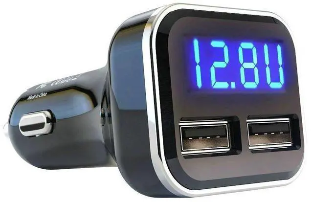 Main image of 4.8A 24W Dual USB Car Charger Volt Meter Car Battery Monitor with LED Voltage & Amps Display, Cigarette Lighter Adapter, Compatible with iPhone 15 Pro Max Plus 14 Samsung Galaxy S24 iPad Pro
