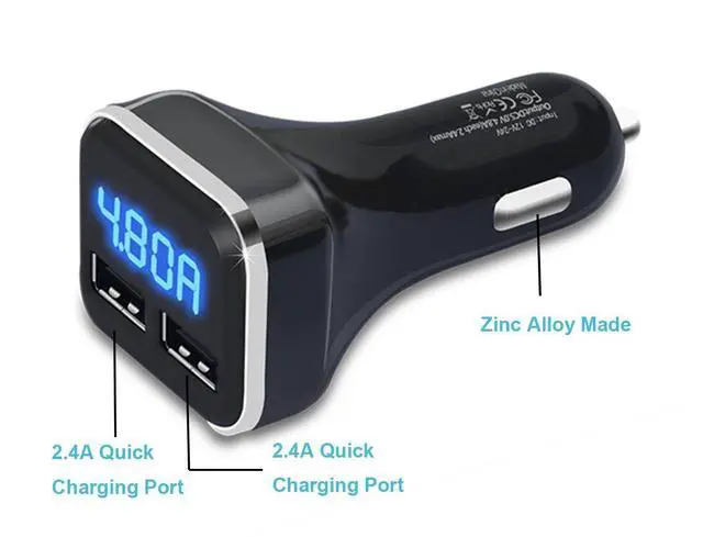 Alt view image 5 of 7 - 4.8A 24W Dual USB Car Charger Volt Meter Car Battery Monitor with LED Voltage & Amps Display, Cigarette Lighter Adapter, Compatible with iPhone 15 Pro Max Plus 14 Samsung Galaxy S24 iPad Pro