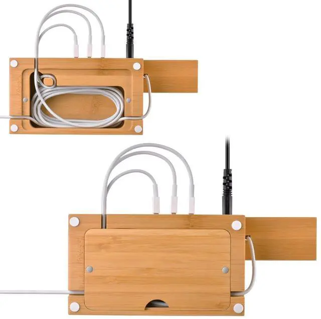 Alt view image 4 of 7 - Charging Station for Apple Watches, iPhones, Air Pod Apple Watch Charger Stand Air Pods Charging Dock Bamboo Wood Charging Station with 3 USB Power Ports