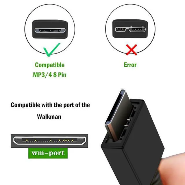 Alt view image 2 of 7 - MP3 Player Charger Cable Compatible with Sony Walkman NWZ MP3, Charging Cord for A Series, S Series, E Series, X Series, Z Series, Sony NWE394/B Walkman MP3 Player Power Cable(5FT)