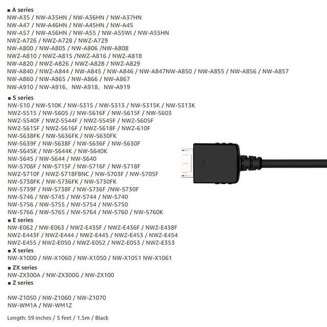 Alt view image 4 of 7 - MP3 Player Charger Cable Compatible with Sony Walkman NWZ MP3, Charging Cord for A Series, S Series, E Series, X Series, Z Series, Sony NWE394/B Walkman MP3 Player Power Cable(5FT)