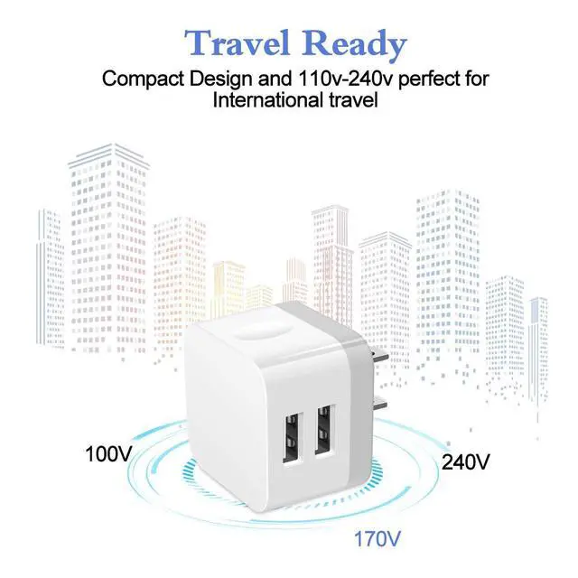 Alt view image 3 of 7 - Dual USB Wall Charger, 2Pack 2.4A Double USB Wall Plug iPhone Fast Charger Block Box Brick Adapter for iPhone 17 16 15 14 13 12 Pro Max XS X 8 Plus, Samsung Galaxy S26 S25 S24 A17 A56 A16 A15 Note20