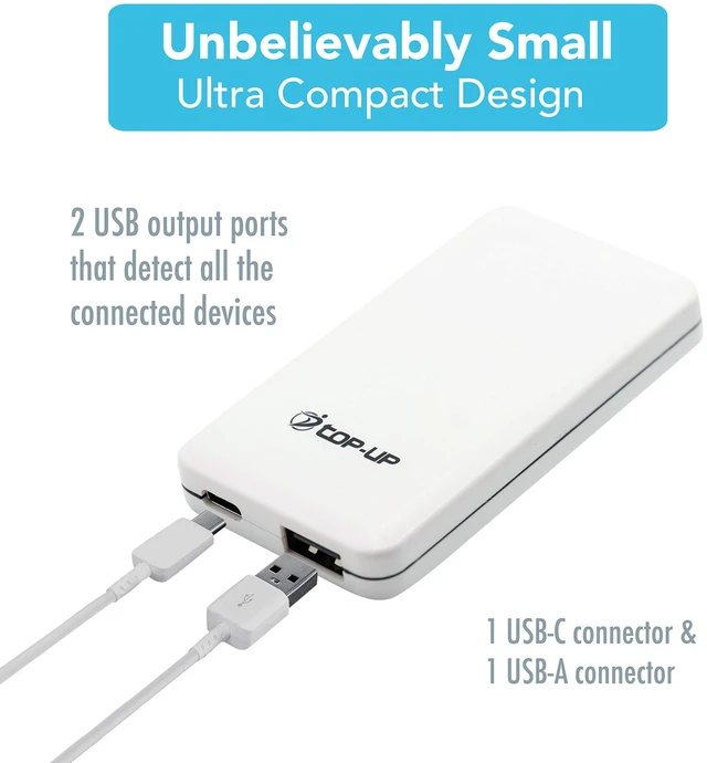 Alt view image 3 of 7 - TOP-UP Flat USB Wall Plug 18W, Slim Dual Port USB C Charger Block | Flat USB Wall Charger, Thin USB Wall Plug, Foldable 90 Degree Type C Plug, iPhone 17 Charger, iPhone 18 Pro, iPad