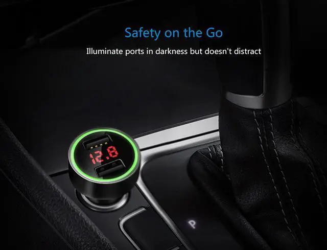 Alt view image 7 of 7 - 24W/4.8A Dual USB Car Charger, 12V to USB Outlet with Cigarette Lighter Voltage Meter LED/LCD Display Battery Low Voltage Warning (Black)