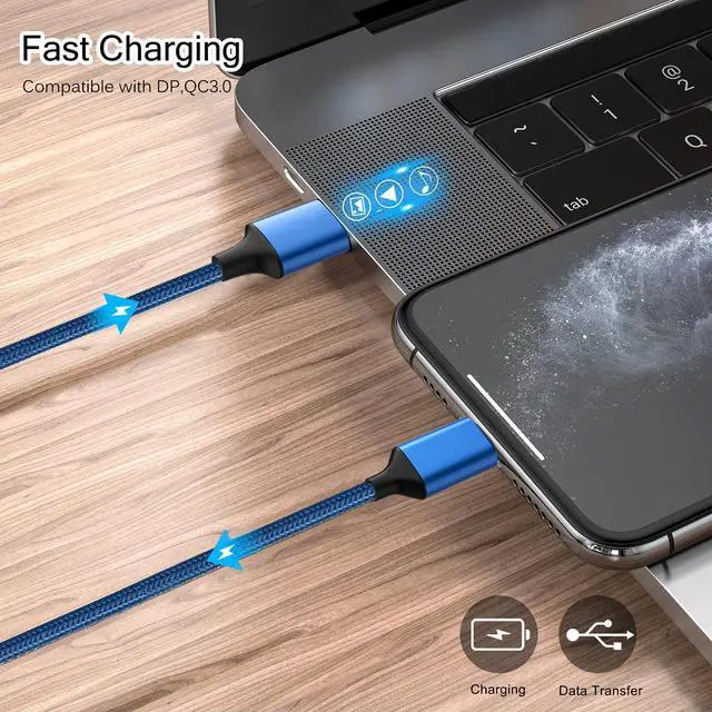 Alt view image 3 of 7 - USB Type C Cable 5Pack (3/3/6/6/10FT) Nylon Braided USB C Cable Fast Charger Charging Cord Compatible Samsung Galaxy S9 S8 Note 9 Note 8 Plus,LG V30 G6 G5 V20,Google Pixel, Moto Z2, iPad 2021and More