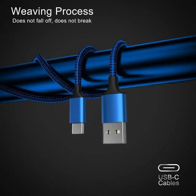Alt view image 5 of 7 - USB Type C Cable 5Pack (3/3/6/6/10FT) Nylon Braided USB C Cable Fast Charger Charging Cord Compatible Samsung Galaxy S9 S8 Note 9 Note 8 Plus,LG V30 G6 G5 V20,Google Pixel, Moto Z2, iPad 2021and More