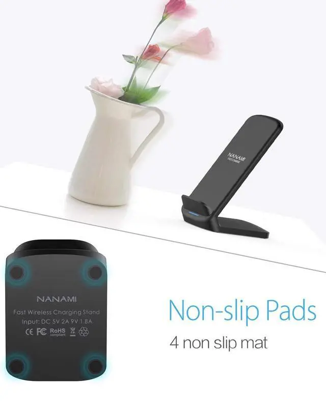 Alt view image 7 of 7 - NANAMI Fast Wireless Charger, Qi Certified Wireless Charging Stand with PD20W Adapter USB Charger for iPhone 17/17 Air/17 Pro/17 Pro Max/16/15/14/13,10W for Samsung Galaxy S25/S24/S23/S22/S21/Note 20