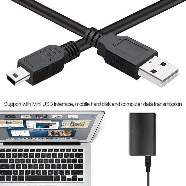 Alt view image 4 of 7 - SaiTech IT 3 Pack USB 2.0 A to Mini B Cable 1ft Black