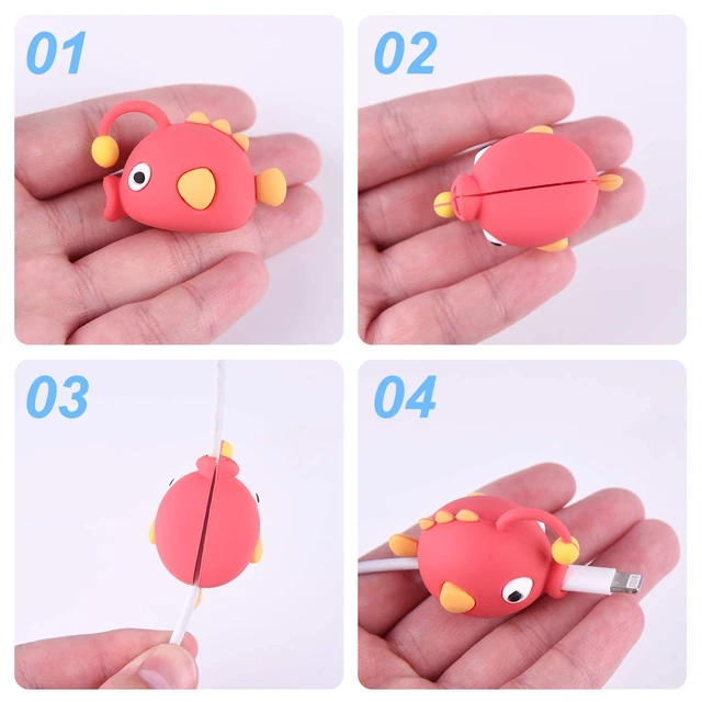 Alt view image 3 of 7 - Phone Charger Cable Protectors for iPhone, iPad | 18 Pcs, USB Charger Cables SaverPhone Charging Cable Decorations MarkingsCute Fish, Dinosaur & Animal Designs