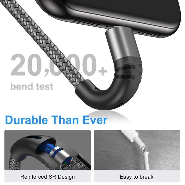 Alt view image 3 of 7 - Micro USB Cable 6ft Android Phone Charger 2-Pack Long Premium Nylon Braided Fast Durable Charging Cord for Samsung Galaxy S7 S6 Edge J7 S5,Note 5 4,LG,HTC,Sony,Xbox One, PS4,Kindle,MP3,Tablet(Gray)