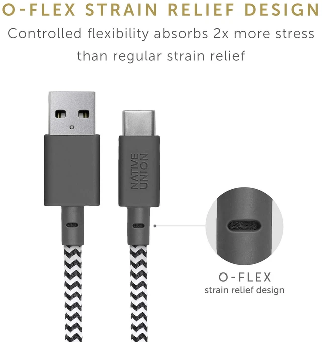 Alt view image 4 of 7 - Union Belt Cable USB-A to USB-C - 4ft Ultra-Strong Charging Cable with Leather Strap Compatible with iPhone 18 Pro/Pro Max, iPhone Duo, Galaxy S26 Ultra, Z Fold 8/Flip 8, iPad Pro (Zebra)