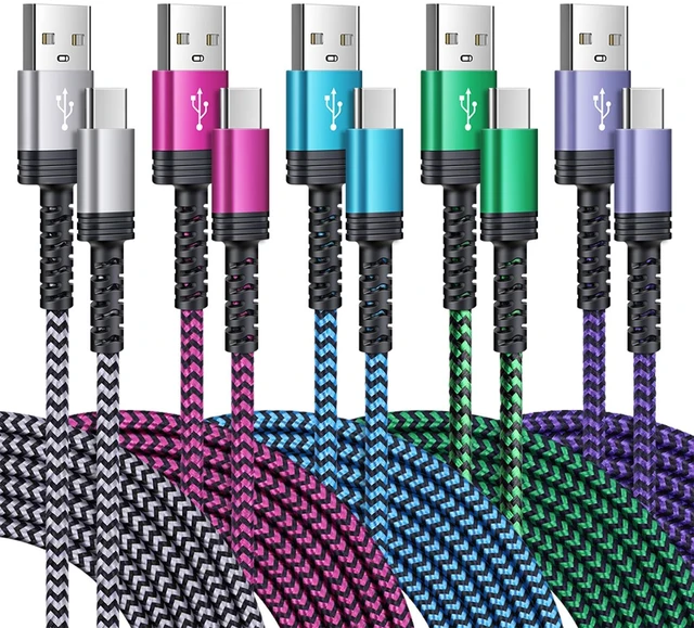 Main image of Type C Samsung Fast Charging Cable for Galaxy S26 S25 S24 Ultra A17 A16 A15 5Pack 6FT Braided USB C Android Auto Car Charger Cord for Samsung A56 A36 A14 5G Z Fold7 Flip7 iPhone 17e 17 16e 16 Pro Max