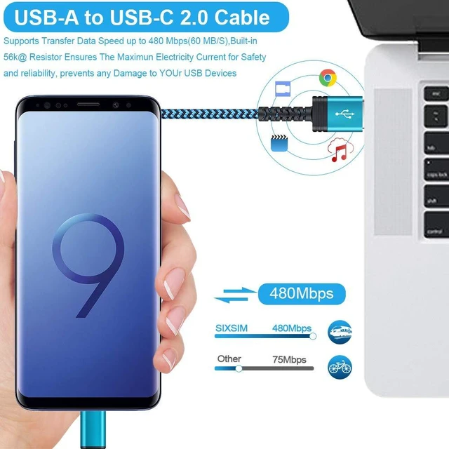 Alt view image 4 of 7 - Type C Samsung Fast Charging Cable for Galaxy S26 S25 S24 Ultra A17 A16 A15 5Pack 6FT Braided USB C Android Auto Car Charger Cord for Samsung A56 A36 A14 5G Z Fold7 Flip7 iPhone 17e 17 16e 16 Pro Max