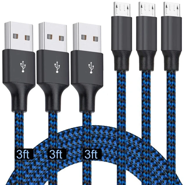 Main image of Micro USB Cable 3ft, Micro USB Charging Sync Cables Android Charger Cord | 3Pack 3FT Nylon Braided High Speed Cable Compatible Samsung Galaxy S7 Edge/S6/S5/S4,Note 5/4/3,LG,Tablet and More(Blue)