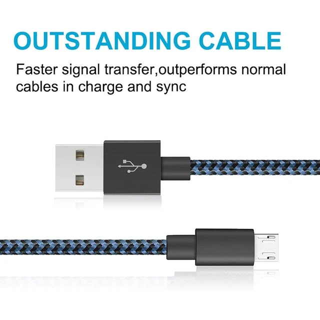 Alt view image 2 of 7 - Micro USB Cable 3ft, Micro USB Charging Sync Cables Android Charger Cord | 3Pack 3FT Nylon Braided High Speed Cable Compatible Samsung Galaxy S7 Edge/S6/S5/S4,Note 5/4/3,LG,Tablet and More(Blue)