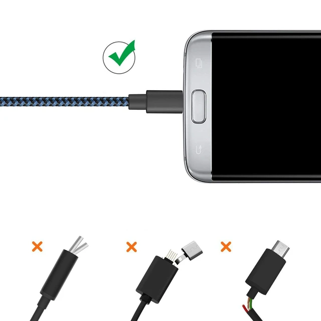 Alt view image 5 of 7 - Micro USB Cable 3ft, Micro USB Charging Sync Cables Android Charger Cord | 3Pack 3FT Nylon Braided High Speed Cable Compatible Samsung Galaxy S7 Edge/S6/S5/S4,Note 5/4/3,LG,Tablet and More(Blue)