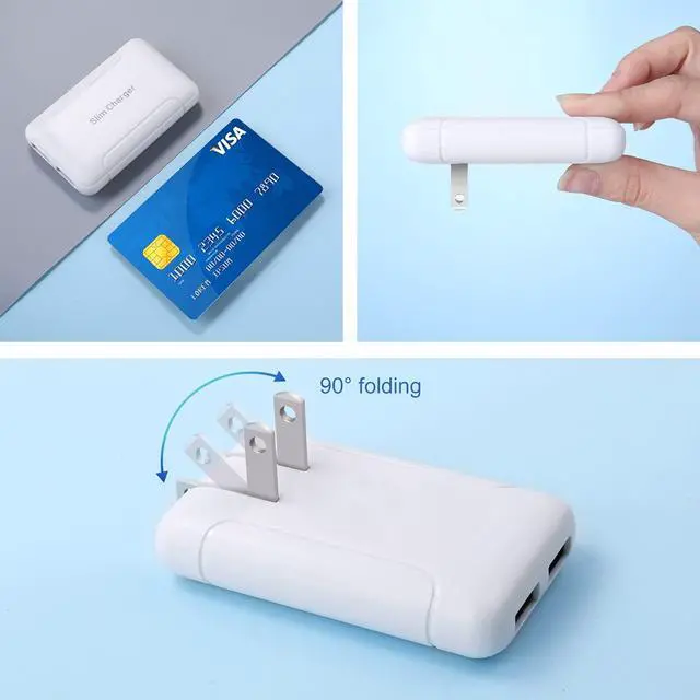Alt view image 4 of 7 - Flat USB Wall Charger - Slim USB Plug for Wall Outlet, Compatible with iPhone 16 15 14 Pro Max/13/12/11/Xr/Xs/X, Galaxy A03s/A13/A12/S22/S21/S20/10/9/8, Webcam - 2-Pack, White