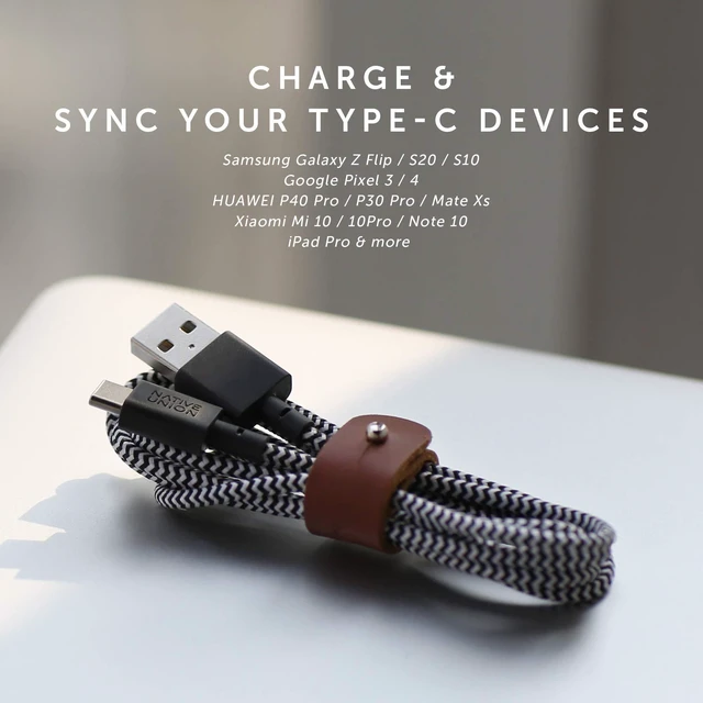 Alt view image 6 of 7 - Union Belt Cable USB-A to USB-C - 4ft Ultra-Strong Charging Cable with Leather Strap Compatible with iPhone 18 Pro/Pro Max, iPhone Duo, Galaxy S26 Ultra, Z Fold 8/Flip 8, iPad Pro (Zebra)