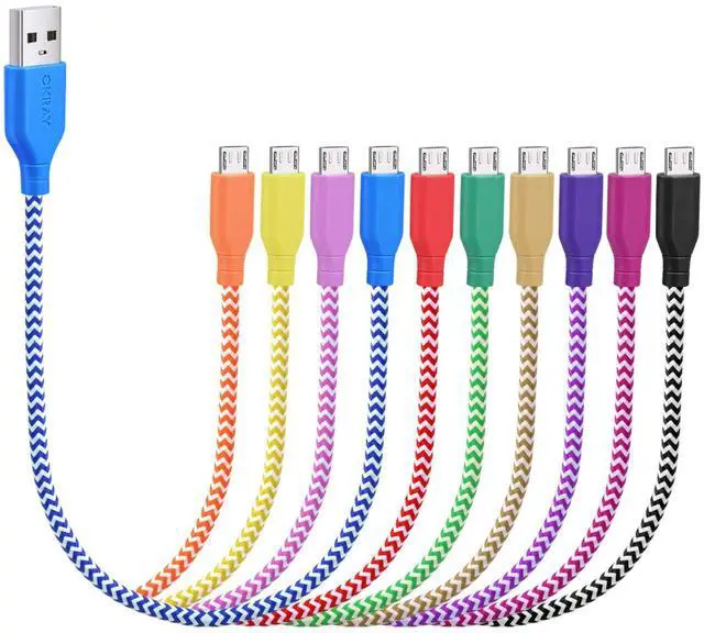 Main image of 10-Pack Short Micro USB Cable 1ft USB-A to Micro USB Fast Charge Cord