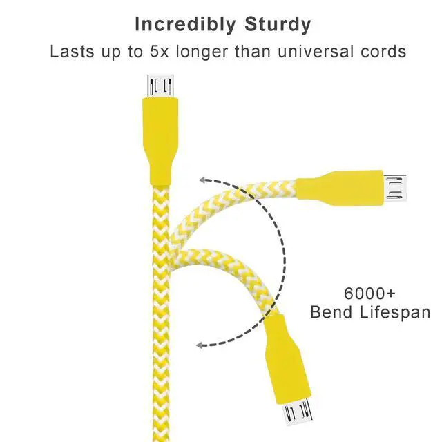 Alt view image 6 of 7 - 10-Pack Short Micro USB Cable 1ft USB-A to Micro USB Fast Charge Cord