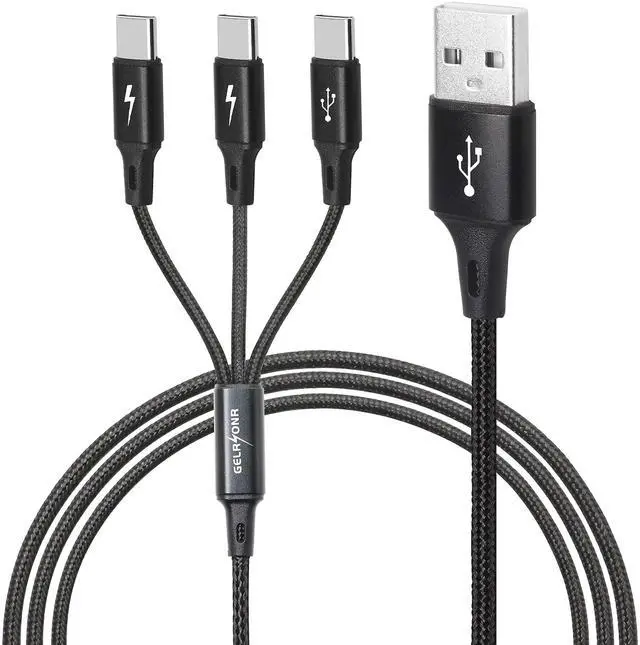 Main image of BUCIER USB C Multi Charging Cable, USB C Splitter Cable, 3 in 1 Type C Fast Charging Cord with 3 Type-C Port for Phones Tablets and More (4FT-1.25M)