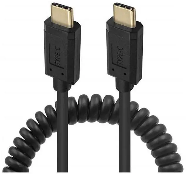 Alt view image 3 of 6 - BUCIER 6 Feet 3A & 10Gbps USB 3.1 Type C Coiled Cable, Straight Male to Straight Male USB C Sync Charging & Data Transferring High Speed Spring Spiral Cord, 4K@60hz AV Monitor Cable