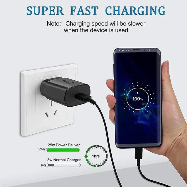 Alt view image 2 of 7 - Super Fast Charging,25W USB C Wall Charger with 5FT Type C Cable Compatible Samsung Galaxy S25/S24/S23/S22/S21/S20/Ultra/Plus/FE,Note 20/10,A54/A53/A52/A51/A50,Galaxy Tab S9,Z Fold