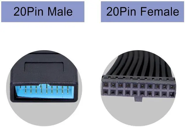 Alt view image 2 of 6 - BUCIER USB 3.0 Header Extension Cable,USB 3.0 19/20 Pin Male to Female Internal Extension Adapter(5.9 inch)