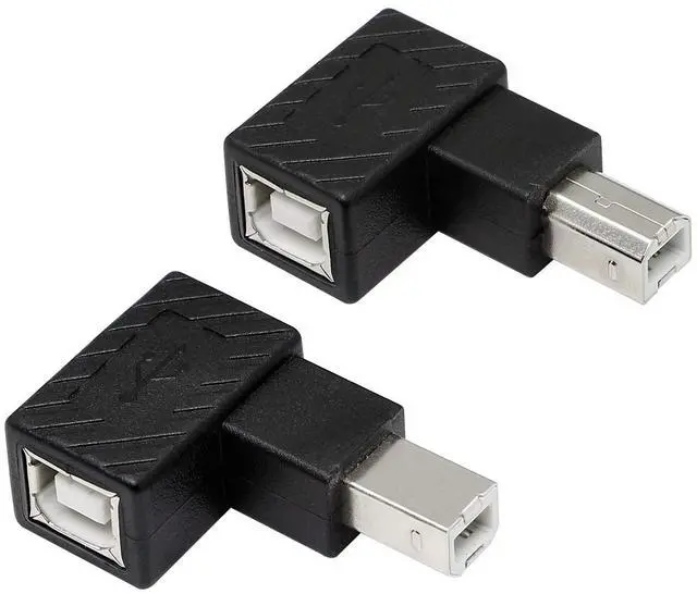 Main image of Vszerda USB 2.0 Type-B Printer Adapter, 2Pack 90 Degrees USB 2.0 B Male to Type-B Female Printer Adapter for Printer, Scanner, Mobile HDD and MoreLeft Angle+Right Angle