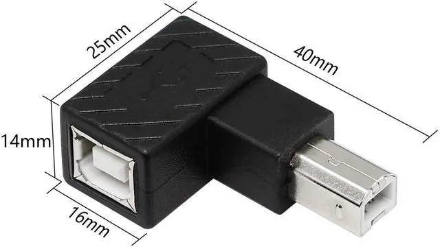 Alt view image 4 of 6 - Vszerda USB 2.0 Type-B Printer Adapter, 2Pack 90 Degrees USB 2.0 B Male to Type-B Female Printer Adapter for Printer, Scanner, Mobile HDD and MoreLeft Angle+Right Angle