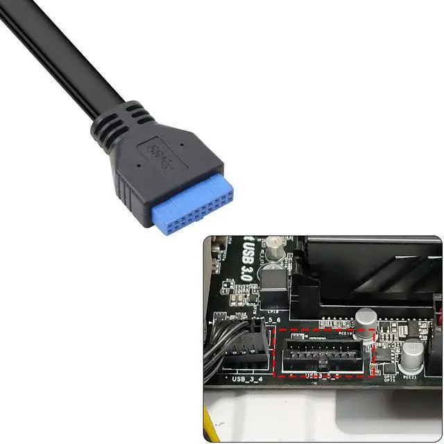 Alt view image 2 of 6 - BUCIER USB 3.0 Front Panel Cable, Motherboard 19/20pin Cable to USB Female Splitter Adapter Extension Connector -50cm/19.6inch