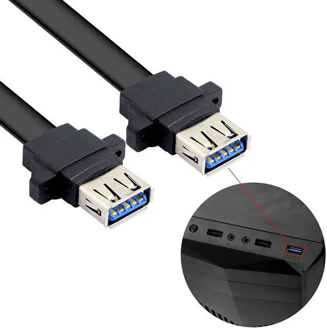 Alt view image 3 of 6 - BUCIER USB 3.0 Front Panel Cable, Motherboard 19/20pin Cable to USB Female Splitter Adapter Extension Connector -50cm/19.6inch