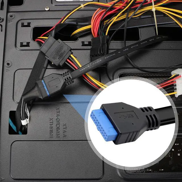 Alt view image 5 of 6 - BUCIER USB 3.0 Front Panel Cable, Motherboard 19/20pin Cable to USB Female Splitter Adapter Extension Connector -50cm/19.6inch